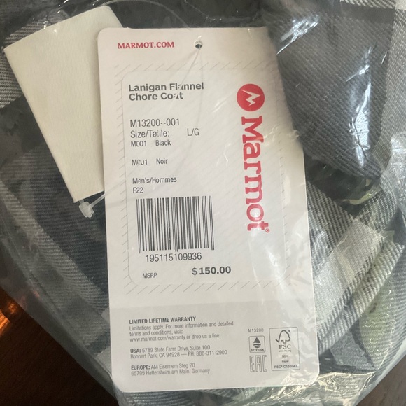 Marmot Flannel Chore Coat size M - Picture 6 of 6